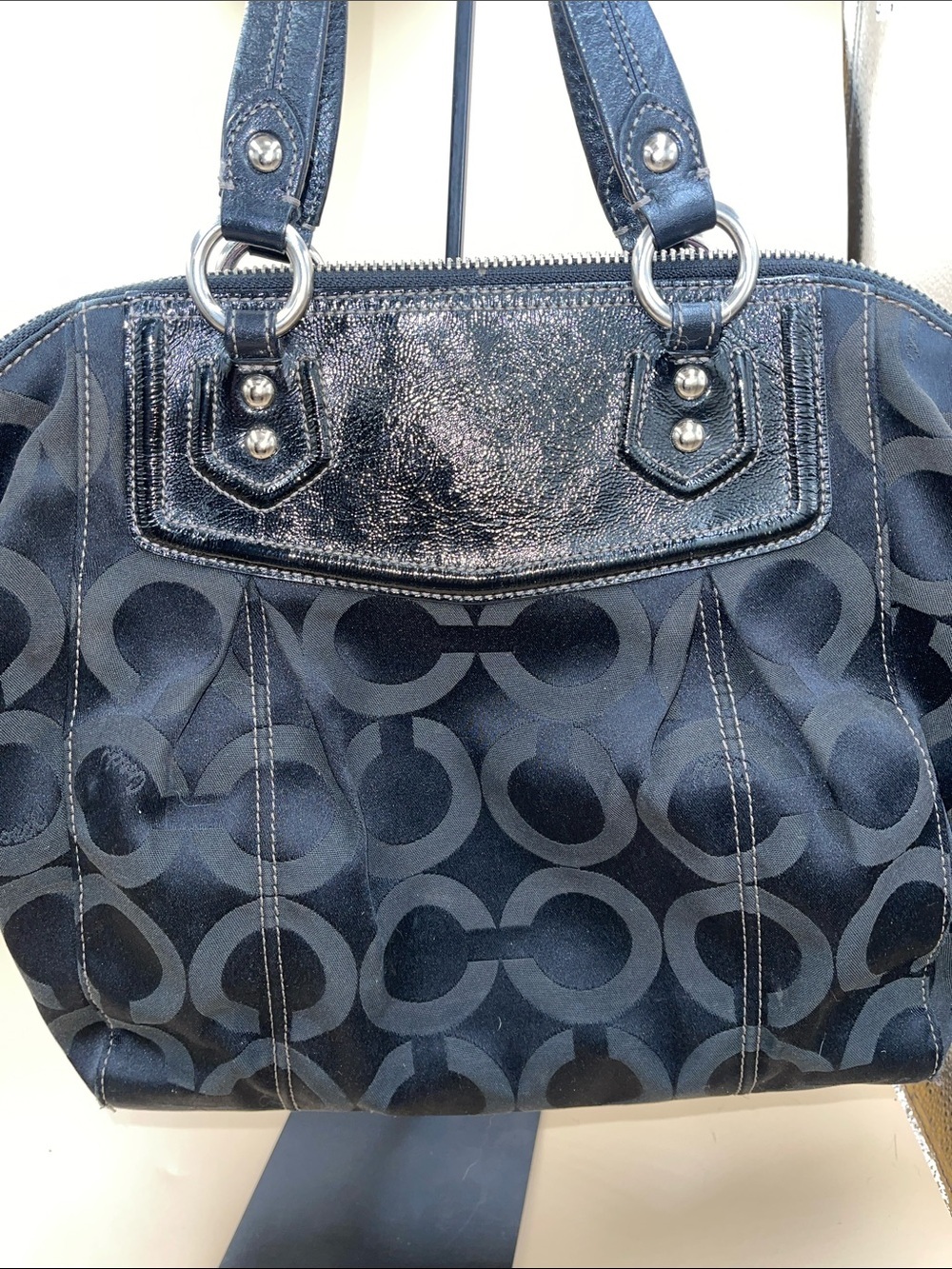 Coach Black Signature Canvas Tote with Gloss Trim - Picture 9 of 14